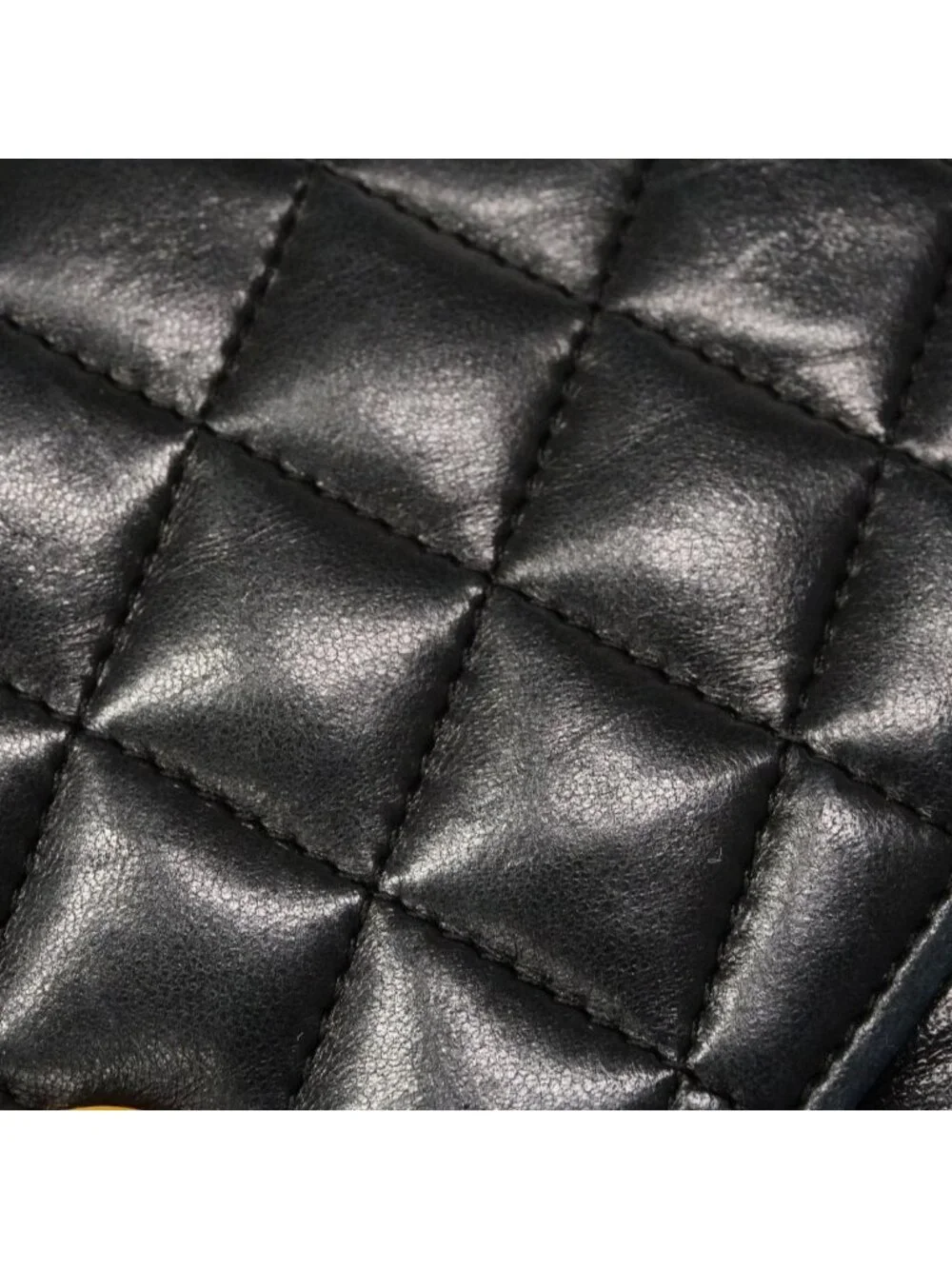 Chanel Shoulder Bag Quilted Lambskin Black Gold